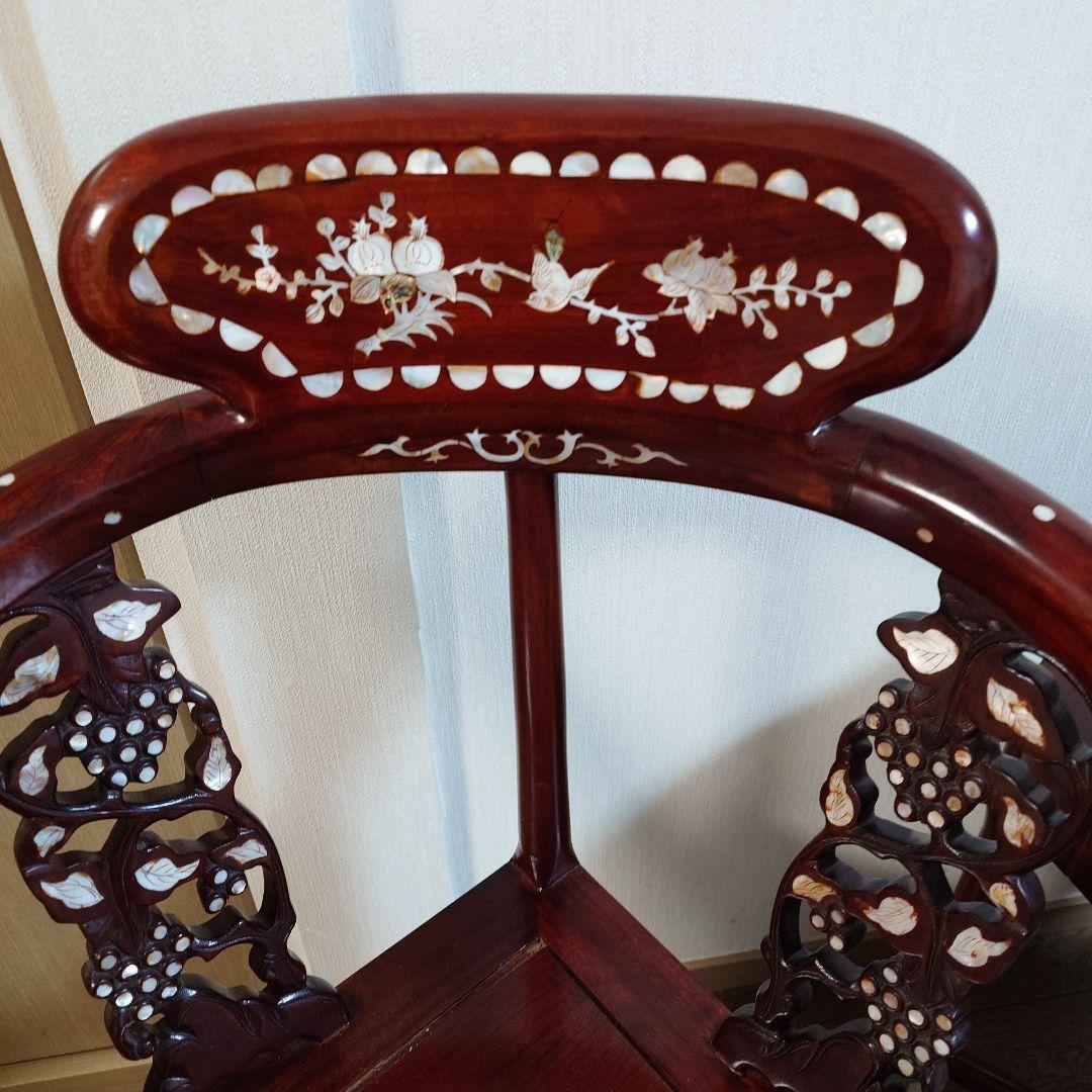螺鈿細工 木製家具　唐木家具　高級　椅子