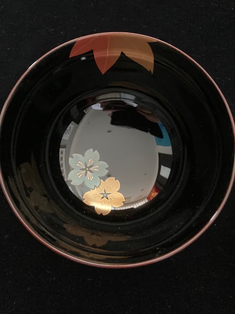 輪島塗「花蒔絵」吸物椀5客 / 曽又真山作 栞、元箱付