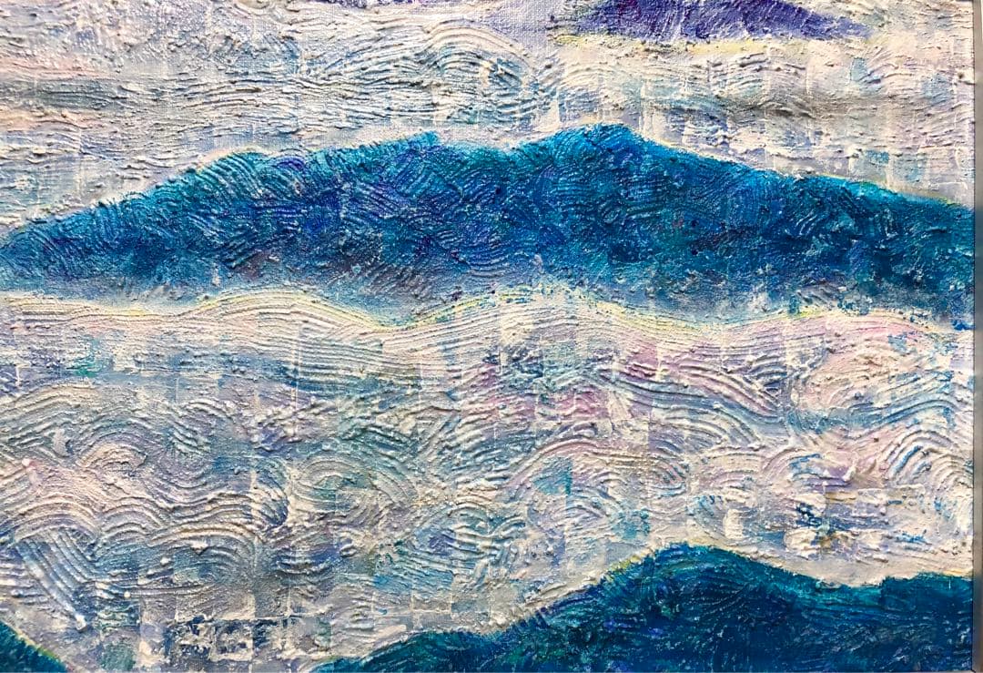 絵画　風景画　原画　アクリル　テクスチャー　山　雲海　インテリア　大作