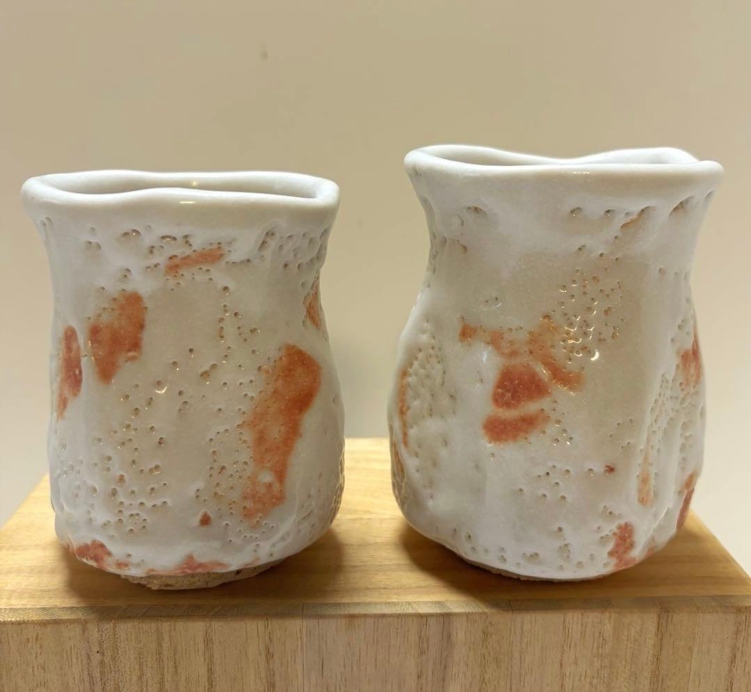 小林武春　白志野　湯呑茶碗　美濃焼　夫婦湯呑茶碗　箱蓋なし　未使用