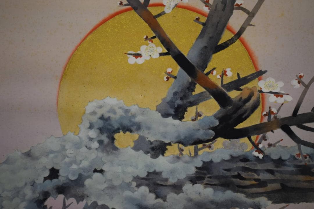 真作/戸田北遥/戸田真次郎/白梅図/桐共箱付/布袋屋掛軸HH-475