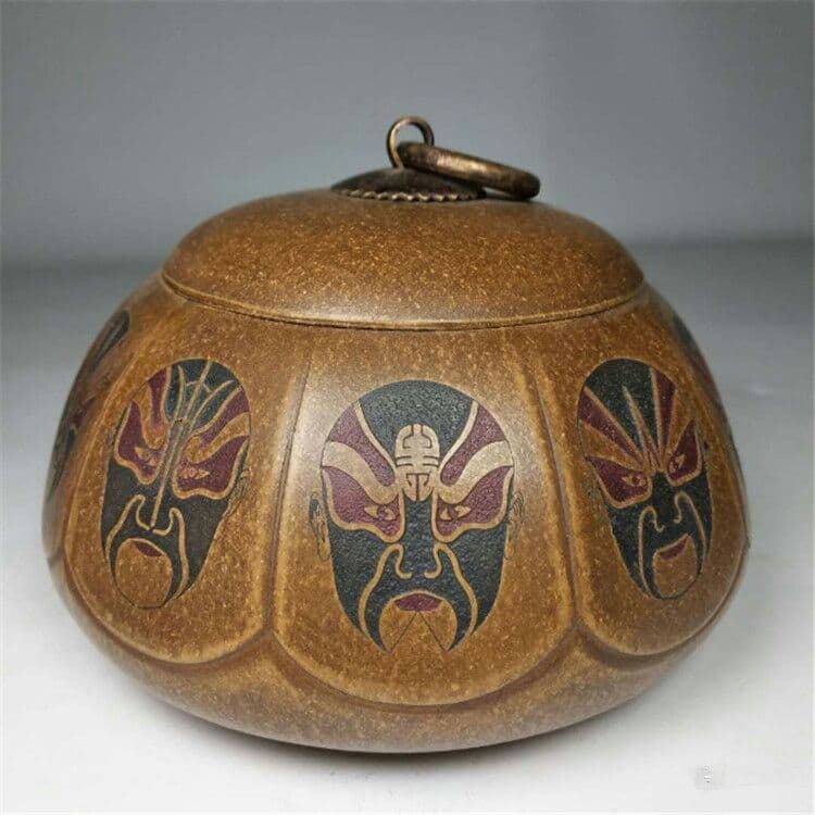 正統中国の元素の京劇の顔の大きいサイズの茶の缶