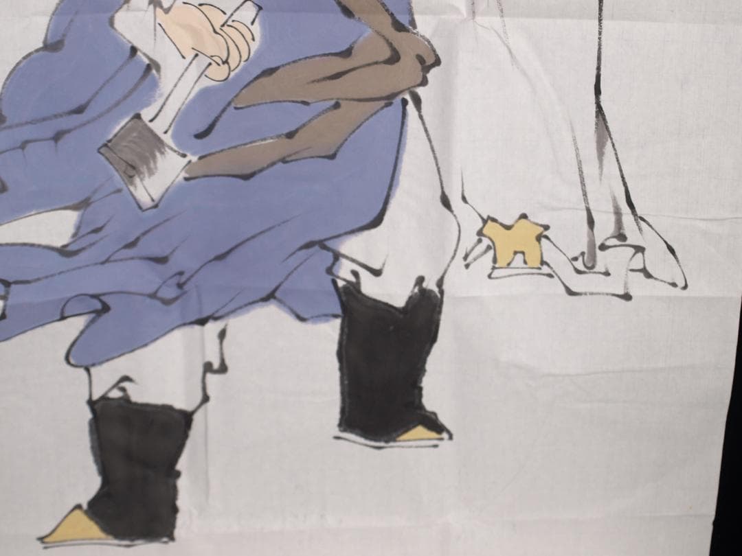 骨董市仕入れ品　中国近代の範曽の掛軸　人物図　肉筆保証 DE123C12-4