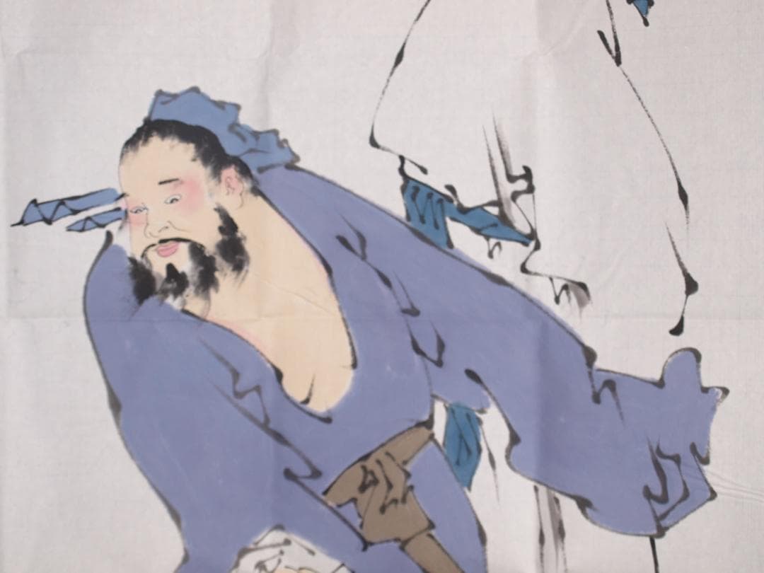 骨董市仕入れ品　中国近代の範曽の掛軸　人物図　肉筆保証 DE123C12-4