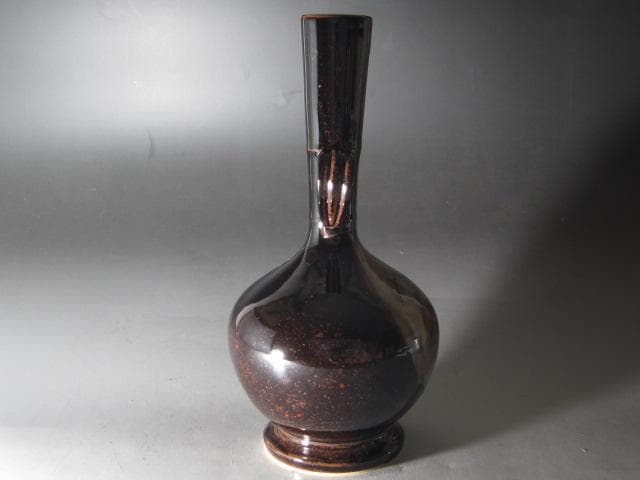 ★　膳所焼　耳付花入　裏千家　十四代　淡々斎の花押がございます★x587