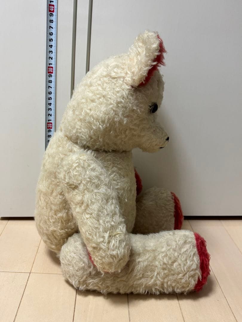 ビンテージベア・ドイツ⭐︎クマのぬいぐるみ クリーム色と赤