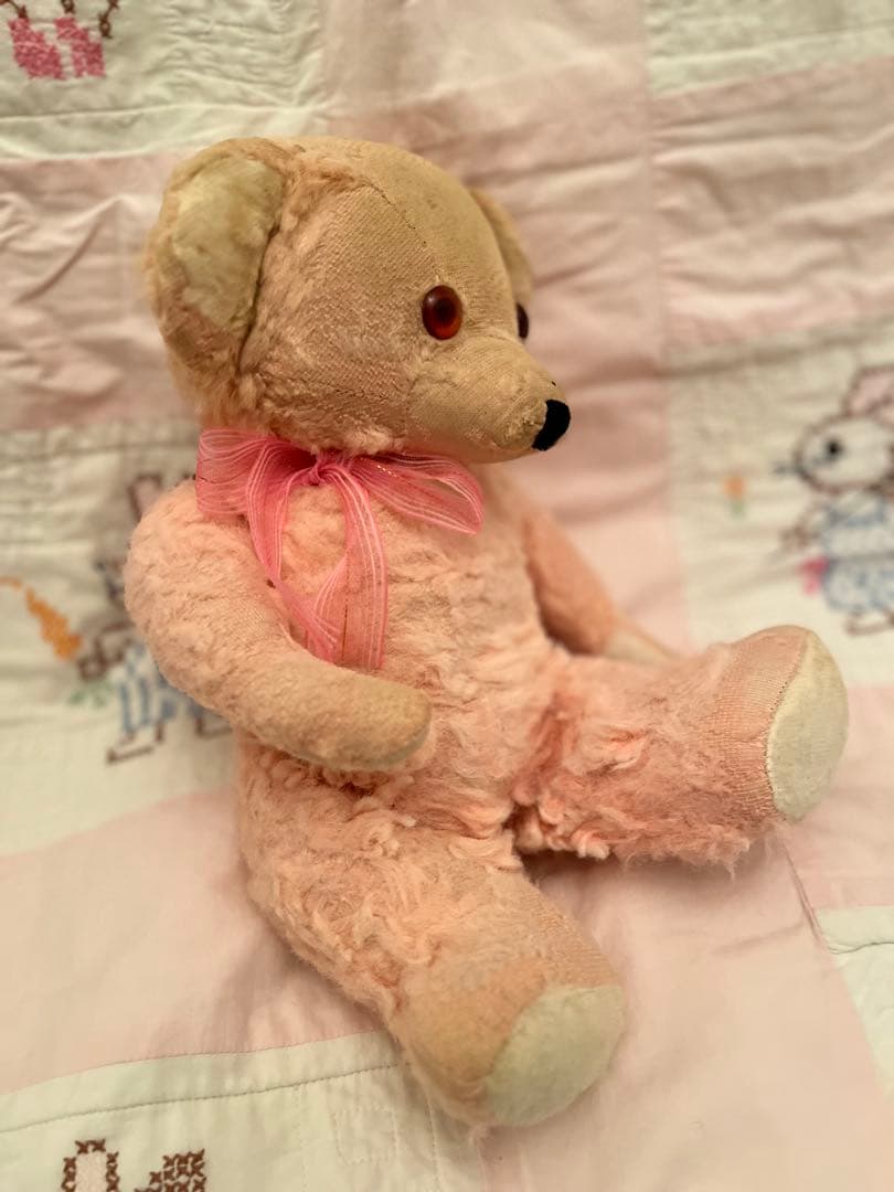 アンティーク ビンテージ イギリス ピンクベア テディベア くま ぬいぐるみ