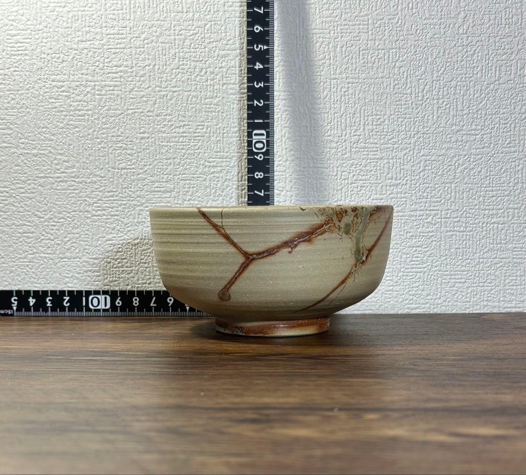 常滑焼 初代友仙作 白泥火襷藻掛抹茶碗