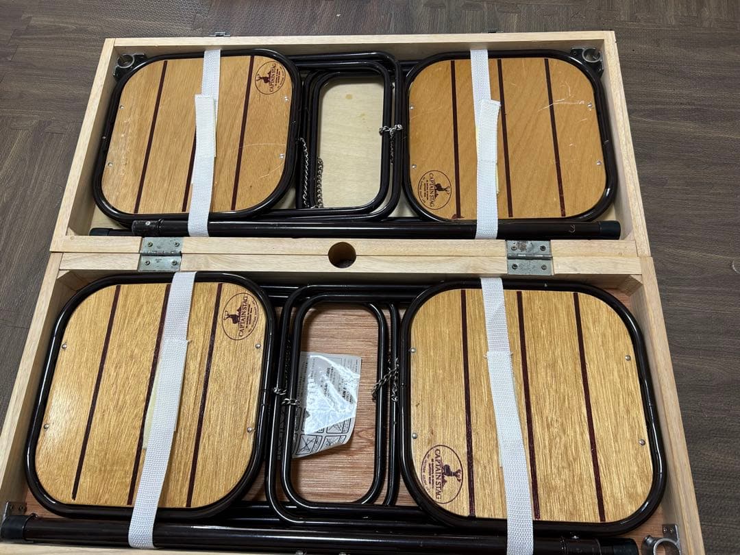 90s ヴィンテージCAPTAIN STAG 木製テーブルチェアセット