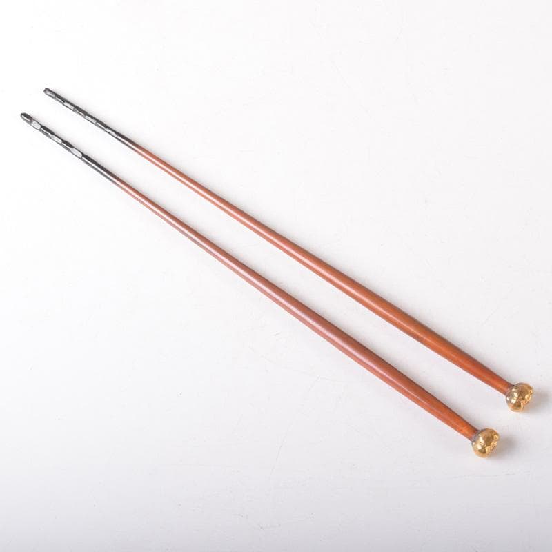 茶道具　岩田屋特製　鉄山造　黄銅　薫梅頭　飾火箸　共箱　C　7519