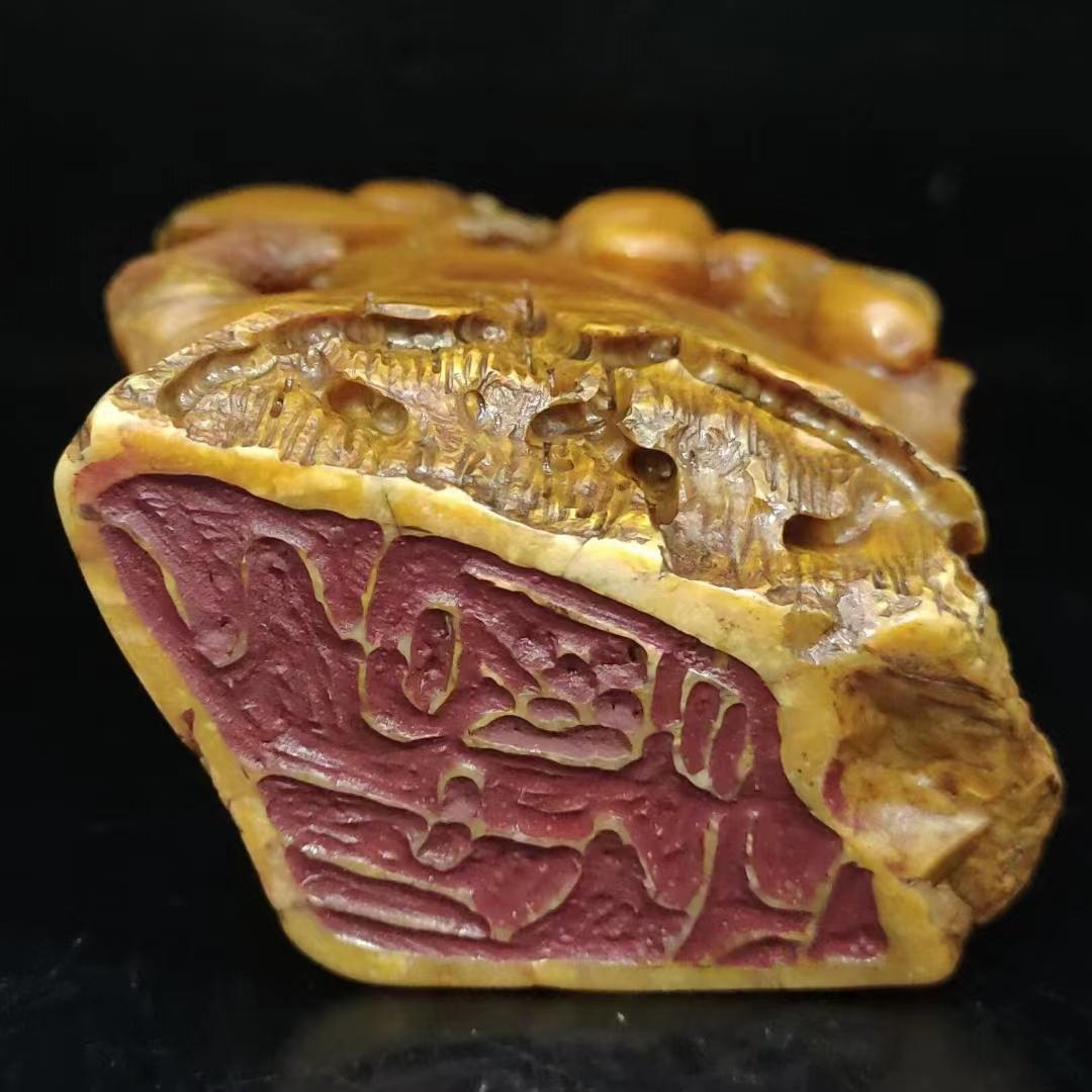 中国古美術・珍蔵木箱付蝉印章・古寿山石・印章・印鉴・書道具・案頭・置物・文房具