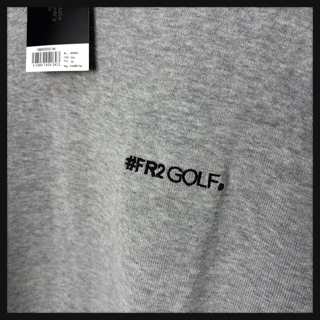 【新品タグ付】FR2GOLF ゴルフ 綿 ニットベスト 刺繍ロゴ グレー 2XL
