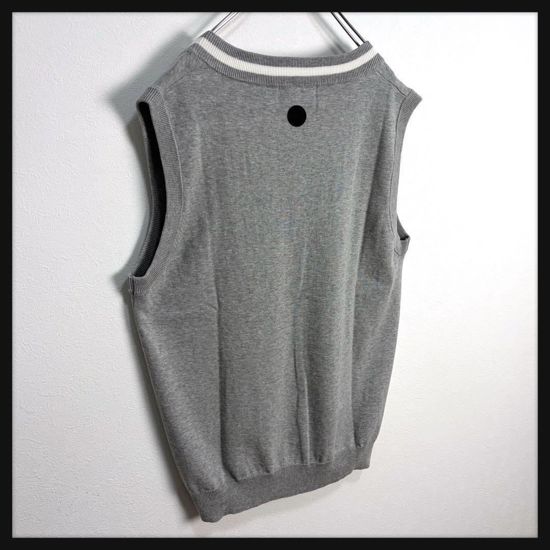 【新品タグ付】FR2GOLF ゴルフ 綿 ニットベスト 刺繍ロゴ グレー 2XL