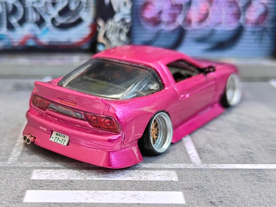ホットウィールカスタム 日産 180sx フルエアロ キャンディー色トミカ改造