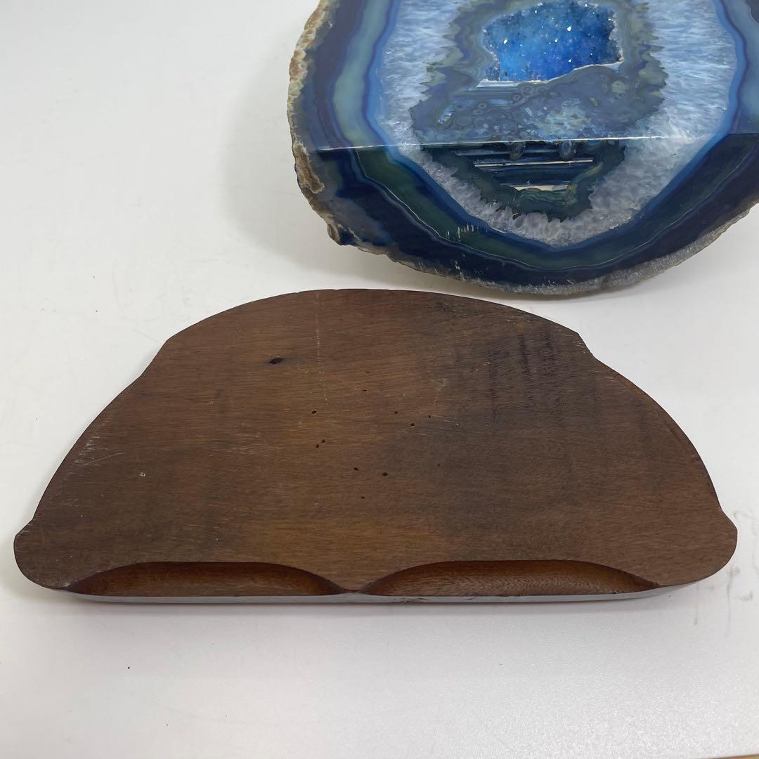 青瑪瑙 メノウ ブルーアゲート 置物 専用台付き 2,196ℊ