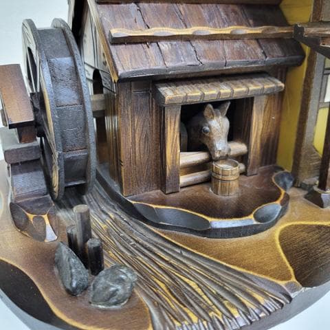 中田順也 作　郷愁のかやぶき古民家　からくりオルゴール　完動品！