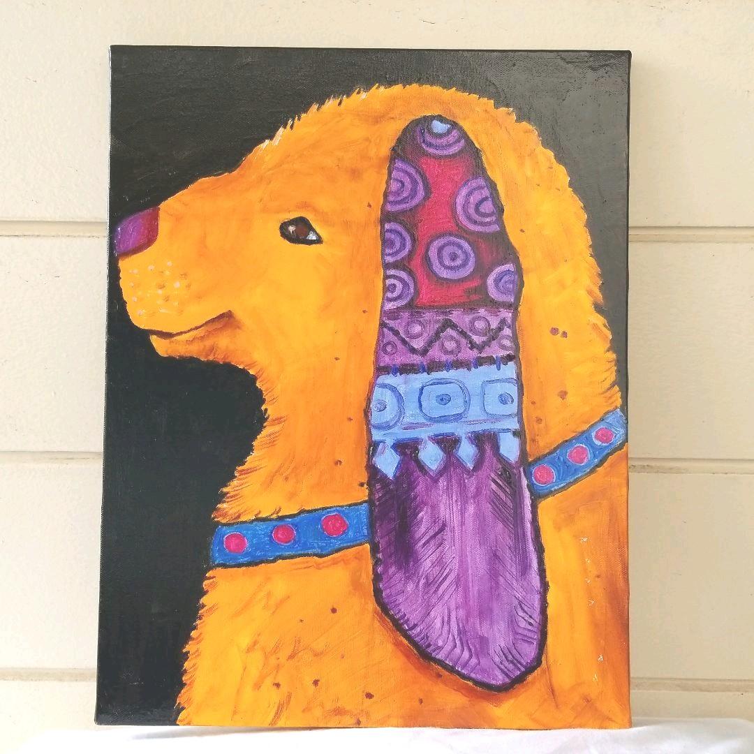 油絵　専用　微笑む優しい犬