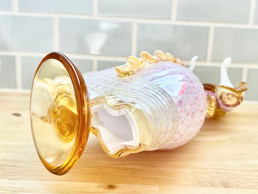 ベネチアン ガラス murano ムラーノ 貴婦人 ドール オブジェ ピンク 桜