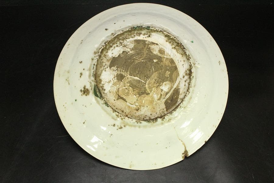 茶道具 唐物 呉須赤絵 鳳花紋 皿 φ25.5cm 中国美術(A928)