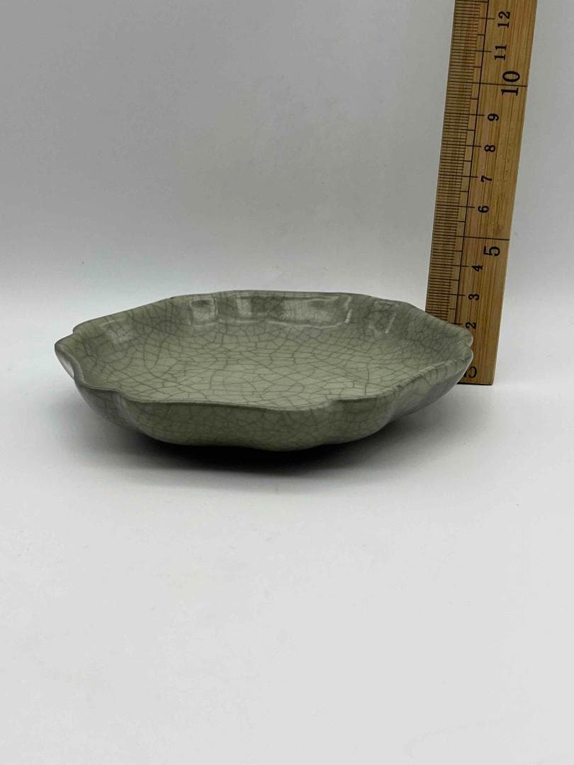 南宋時代 哥窯輪花盤 南宋官窯 【旧家蔵出し】 希少貴重 (E-59)