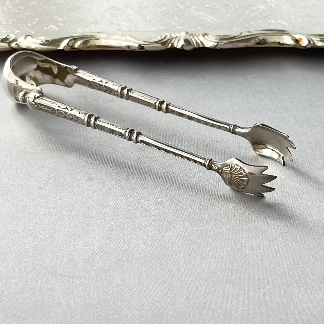 【SFAM】 ロシア様式のシュガートング 【シルバープレート】仏蘭西 13cm