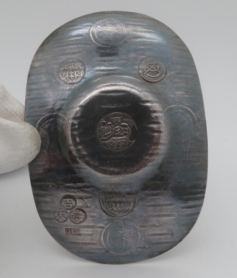 純銀 刻印入り 大判小判型 茶托 煎茶 道具 銀杯骨董品　重さ378g