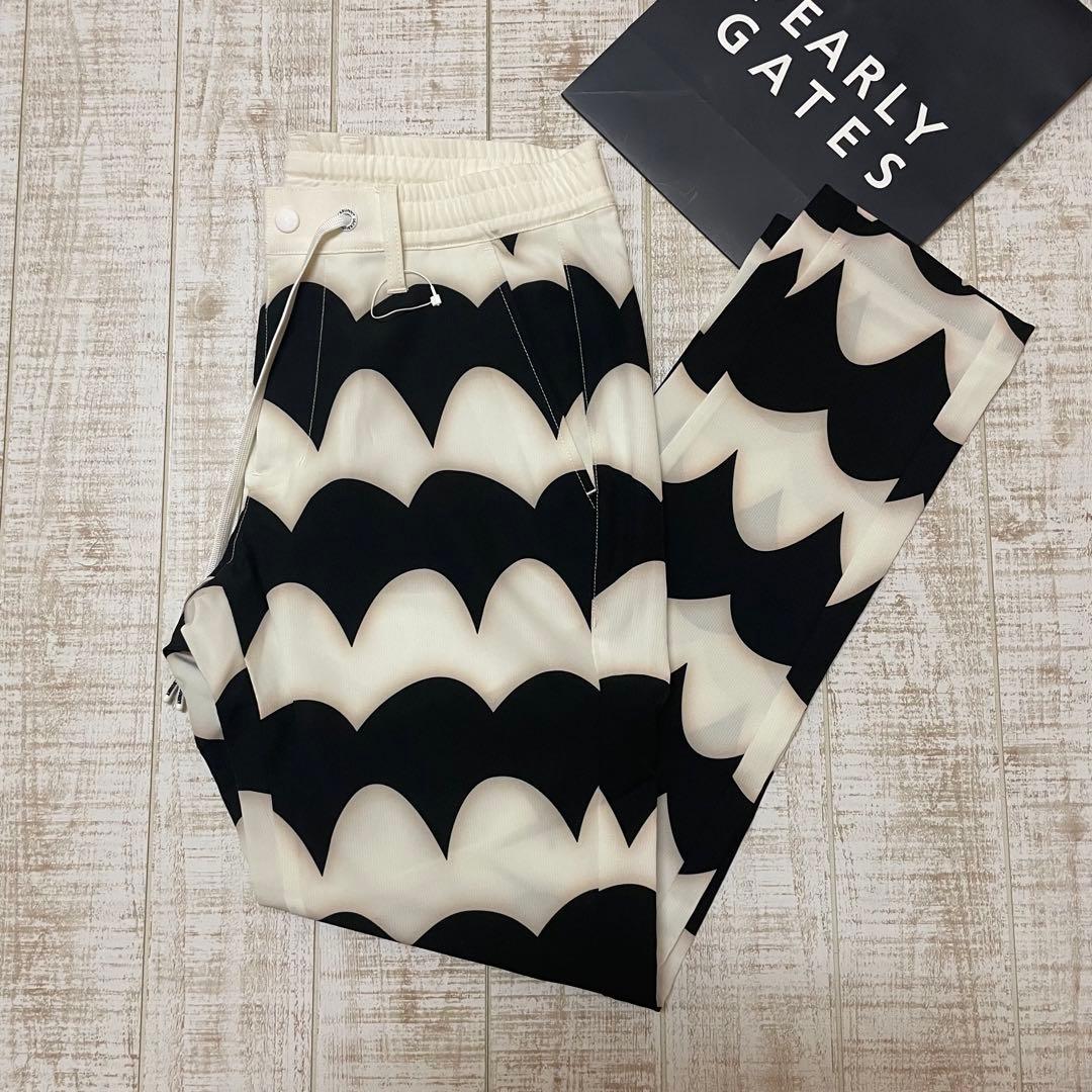 新品 ジャックバニー ロングパンツ 波柄 白ブラック Mサイズ（4）