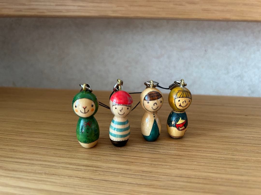 作家さん　bousさん　ハンドメイド　こけし　マトリョシカ　ストラップ6点セット
