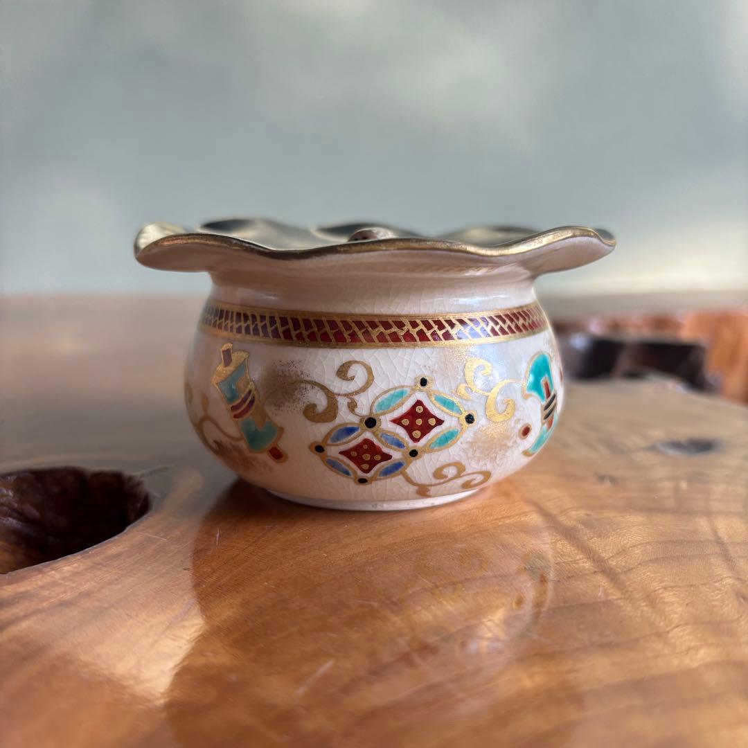 平安　山本厳造　金彩色絵宝尽文　茶器　共箱