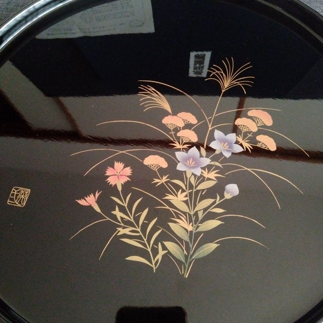 【貴重品！】輪島塗 稲忠　丸盆　輪島塗お盆　蒔絵　お祝い　茶道具　伝統工芸品