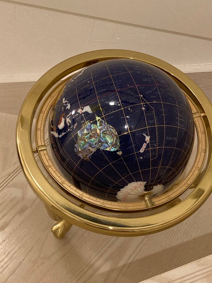 地球儀　方位磁石付き　天然石　インテリア