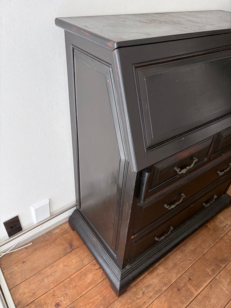 ヴィンテージ フランス ライティング ビューロー 黒茶 アンティーク フランス