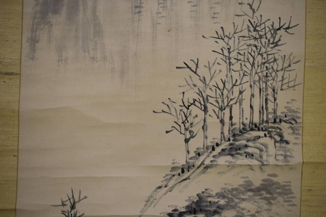 真作/田能村直入/山水人物画賛/布袋屋掛軸HH-857