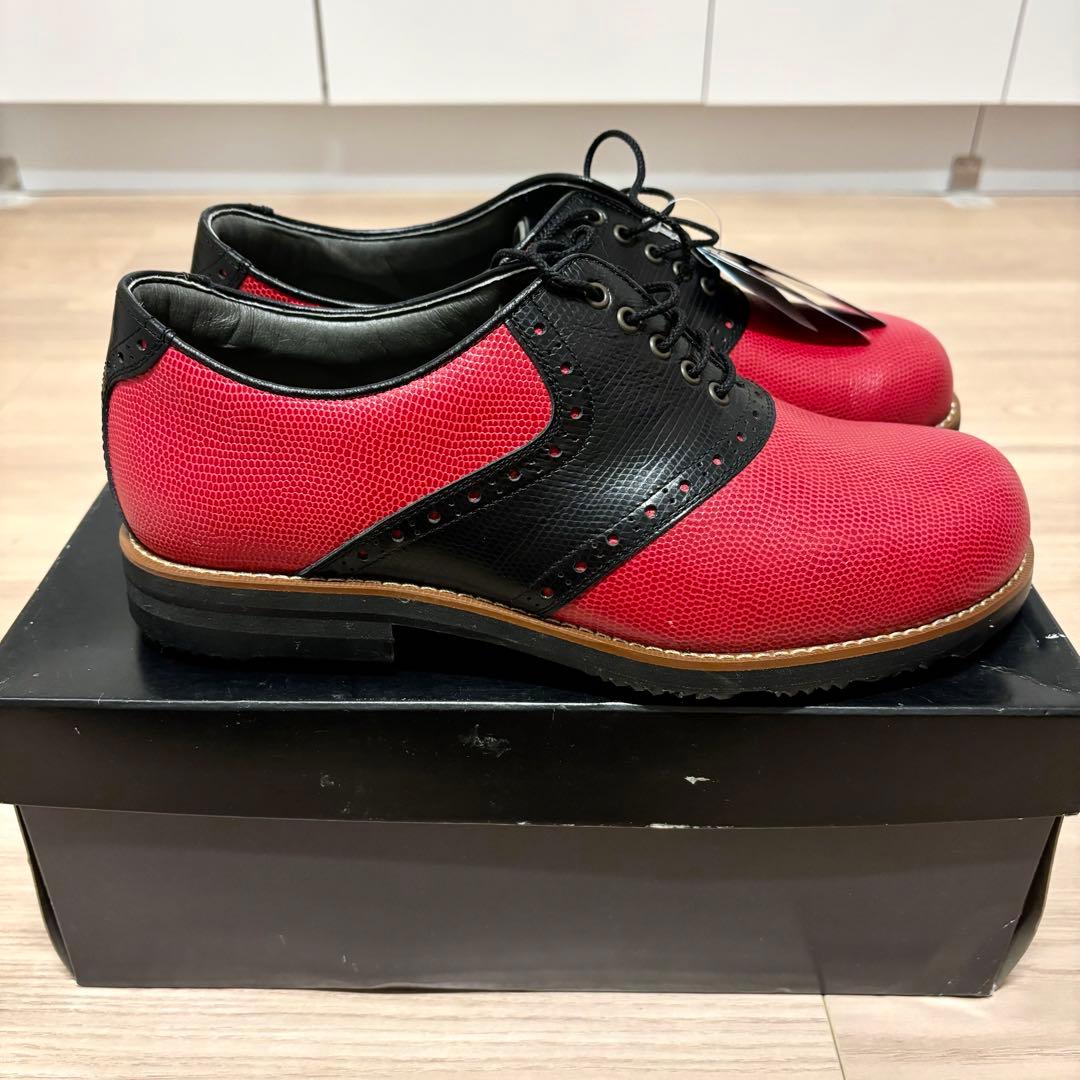 新品未使用 COBACK コバック ゴルフ スパイク 靴 シューズ 本革 赤 黒