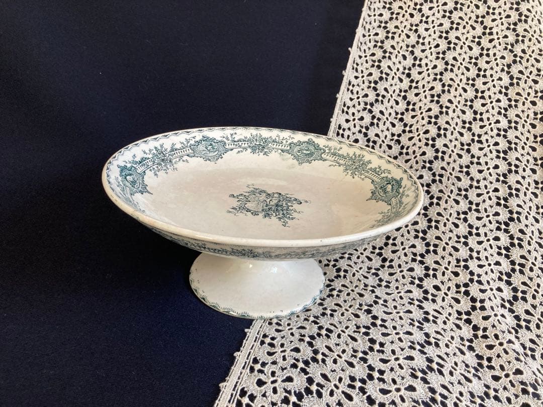 フランスアンティーク クレイユモントロー WATTEAU コンポティエ