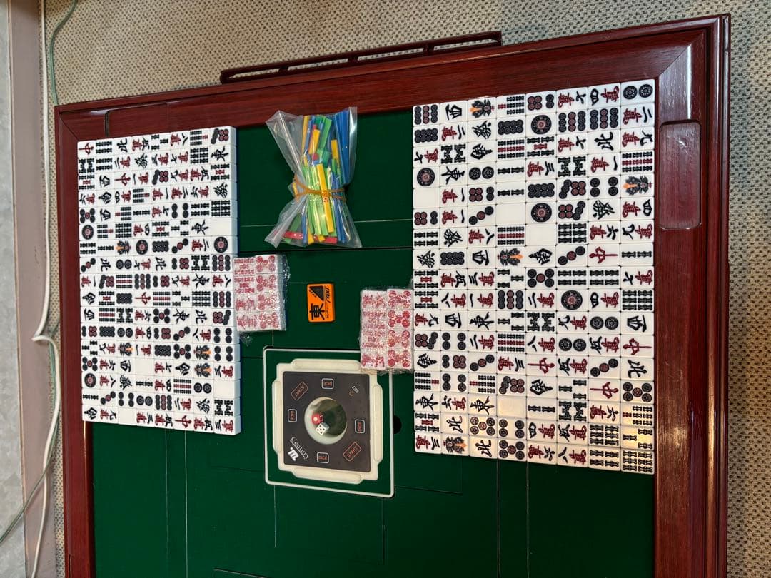 中古品麻雀卓 引き出し付き 緑色セット