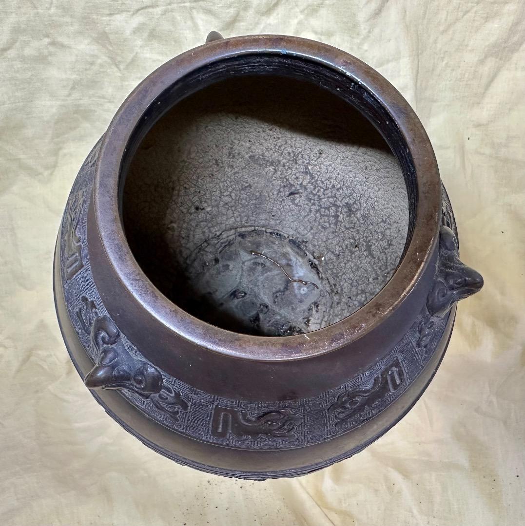 中国古董・明・宣徳銅器・霊獣紋「壺」