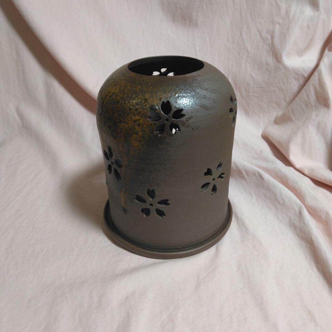 備前焼　作家物　桜の灯り