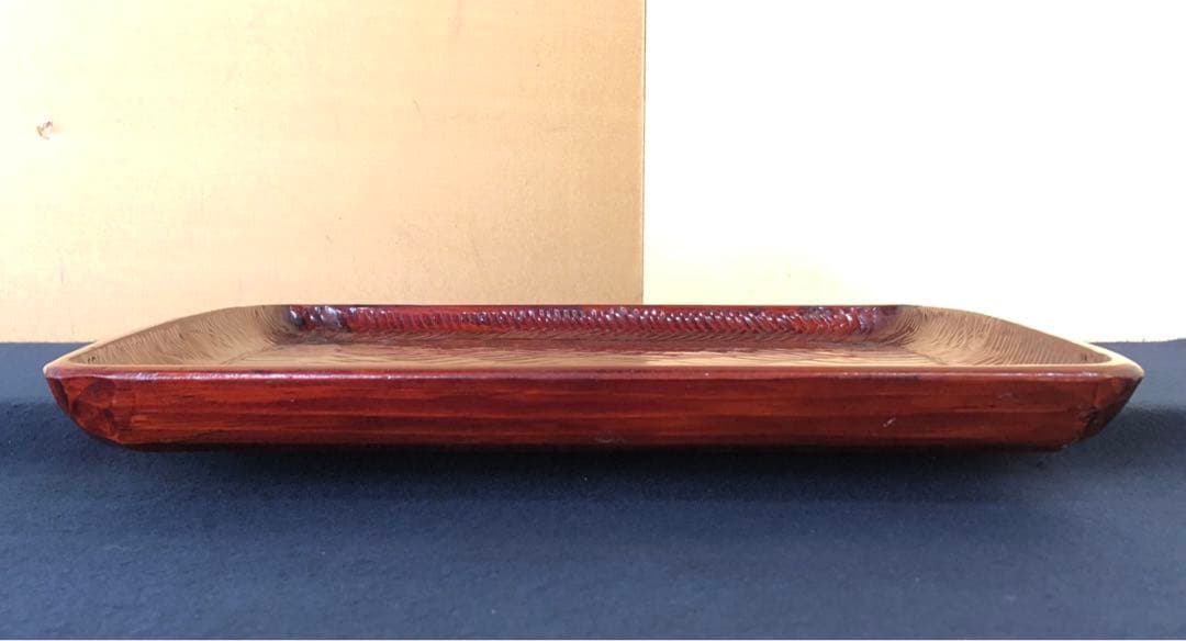 割引❗️《レ》伝統工芸 讃岐彫 讃岐盆5客 四方盆 銘々膳 刳抜 251027う1