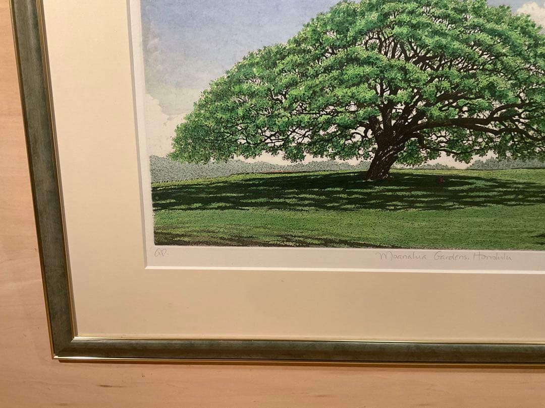 キャロルコレット「MOANALUA GARDEN 」銅版画＋手彩色　直筆サイン有