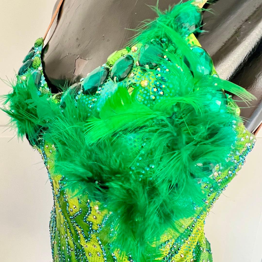 可愛い羽根が華やかな社交ダンスラテンドレス