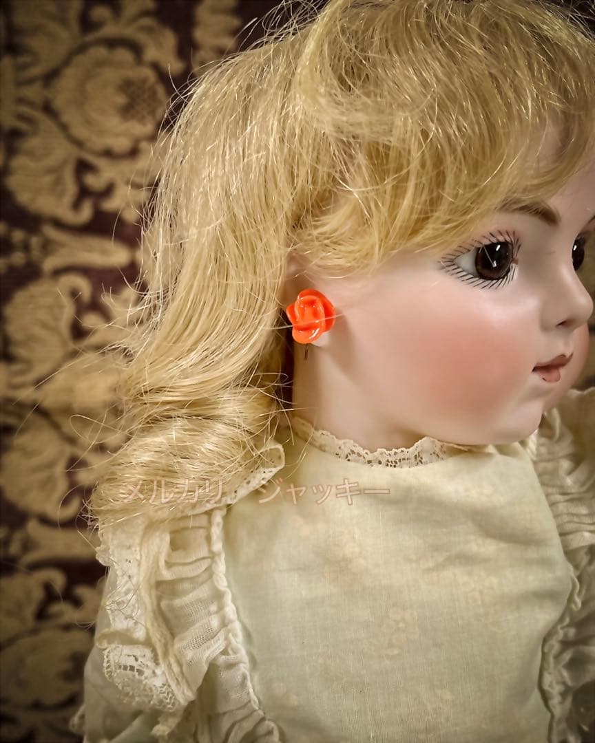 アンティーク★ムラーノガラス赤薔薇★ドールピアス イヤリング★フランス イタリア