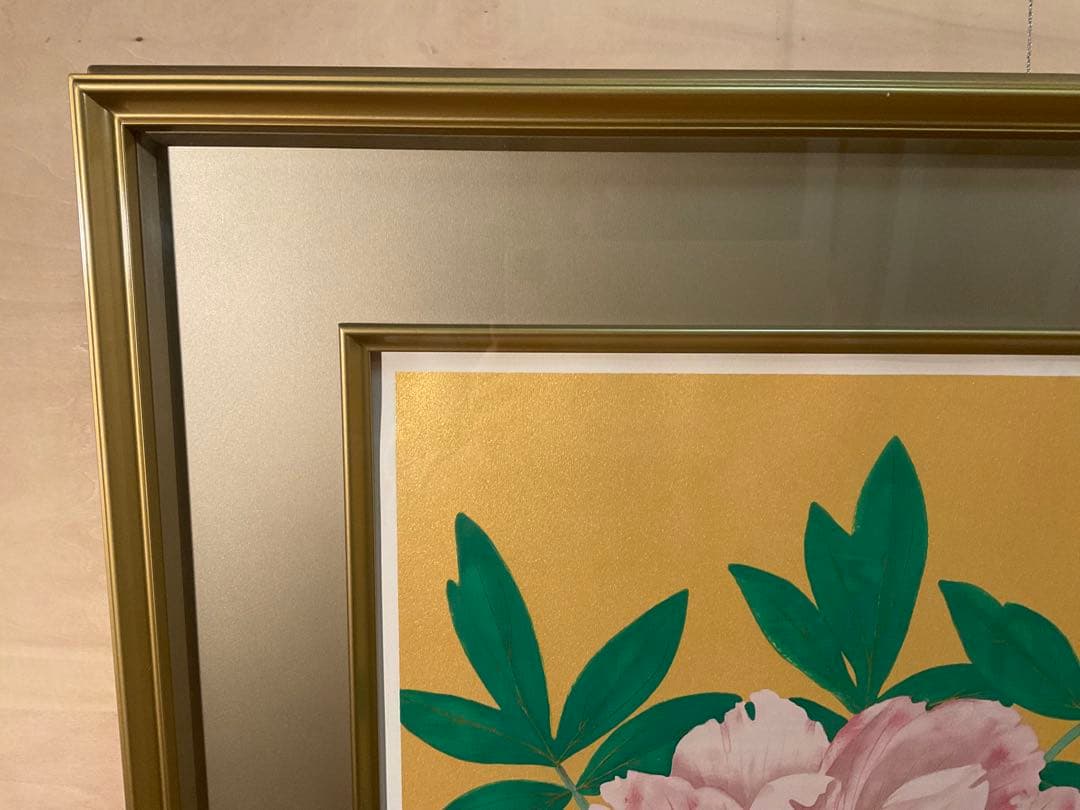 中島千波「富貴花」　リトグラフ　直筆サイン・落款・エディション・作品証明シール有