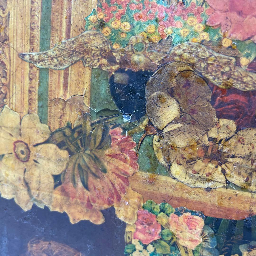 海外製　ヴィンテージ　アンティーク　デコパージュパネル　スクラップスクリーン