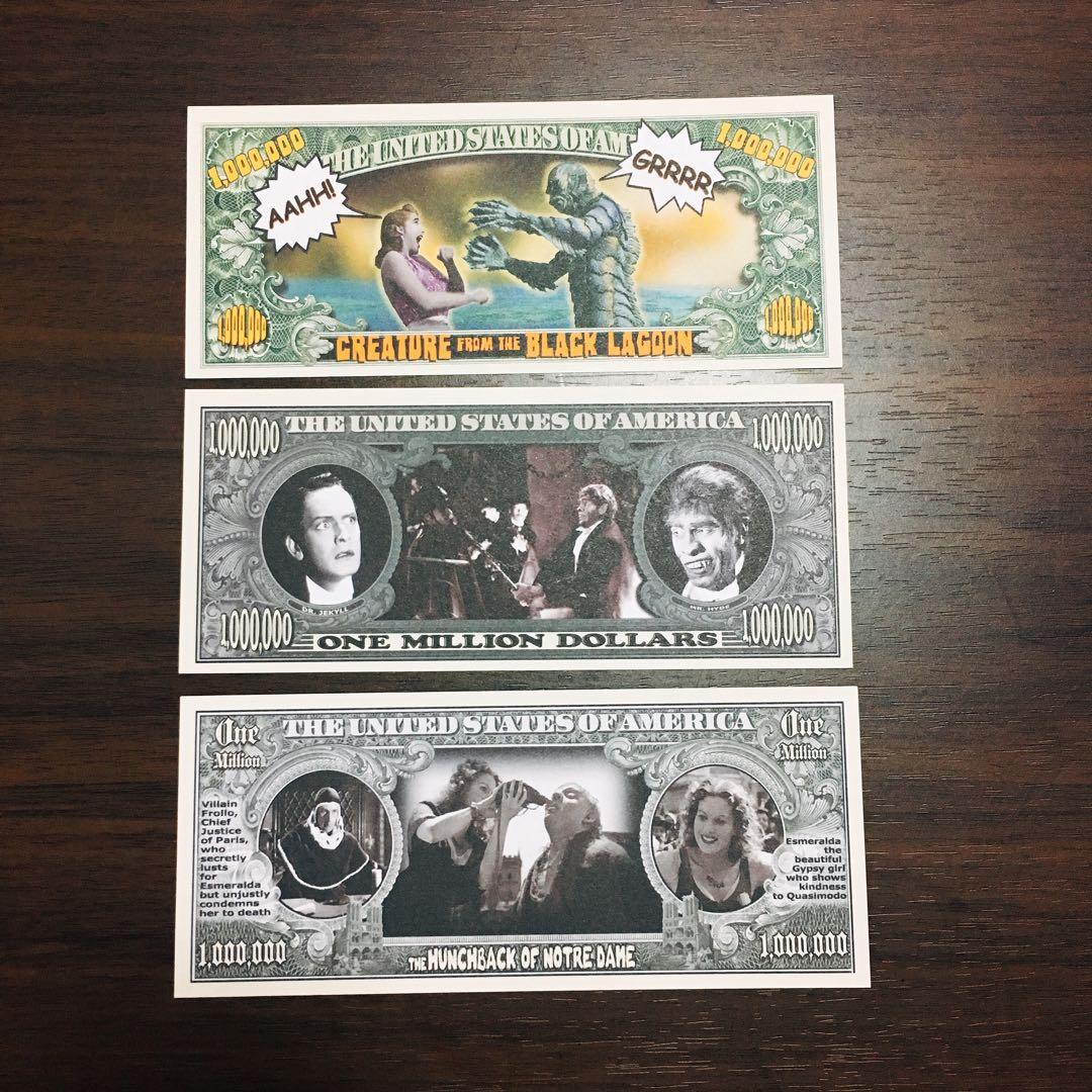 アメリカ ホラー映画 100万ドル紙幣 紙モノ男の隠れ家趣味の部屋インテリア