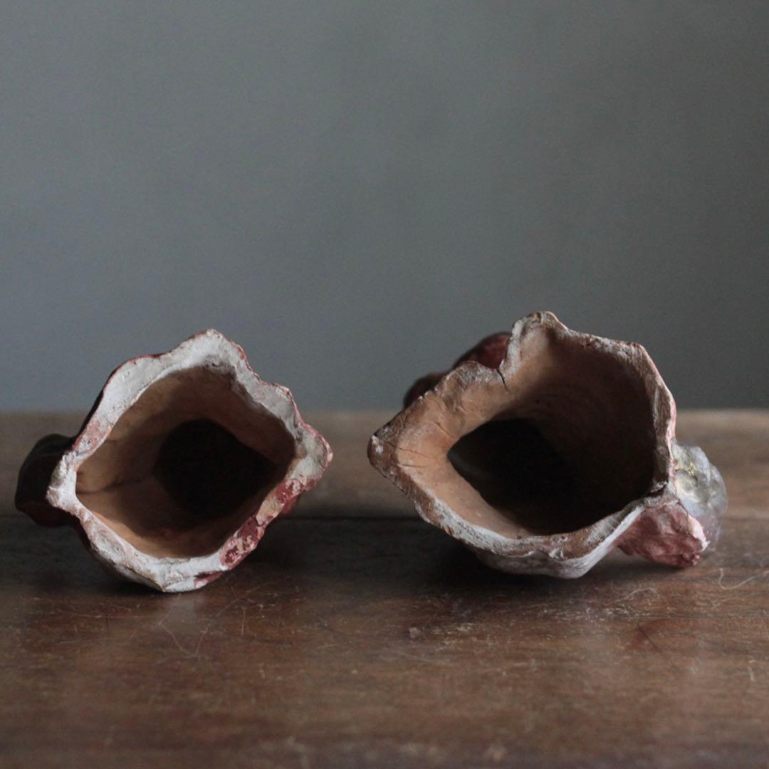 古い 土人形 獅子と狛犬 八橋人形 郷土人形 古道具 アンティーク オブジェ