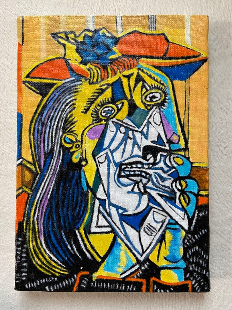 ピカソ　泣く女　肉筆手描きの油絵模写画