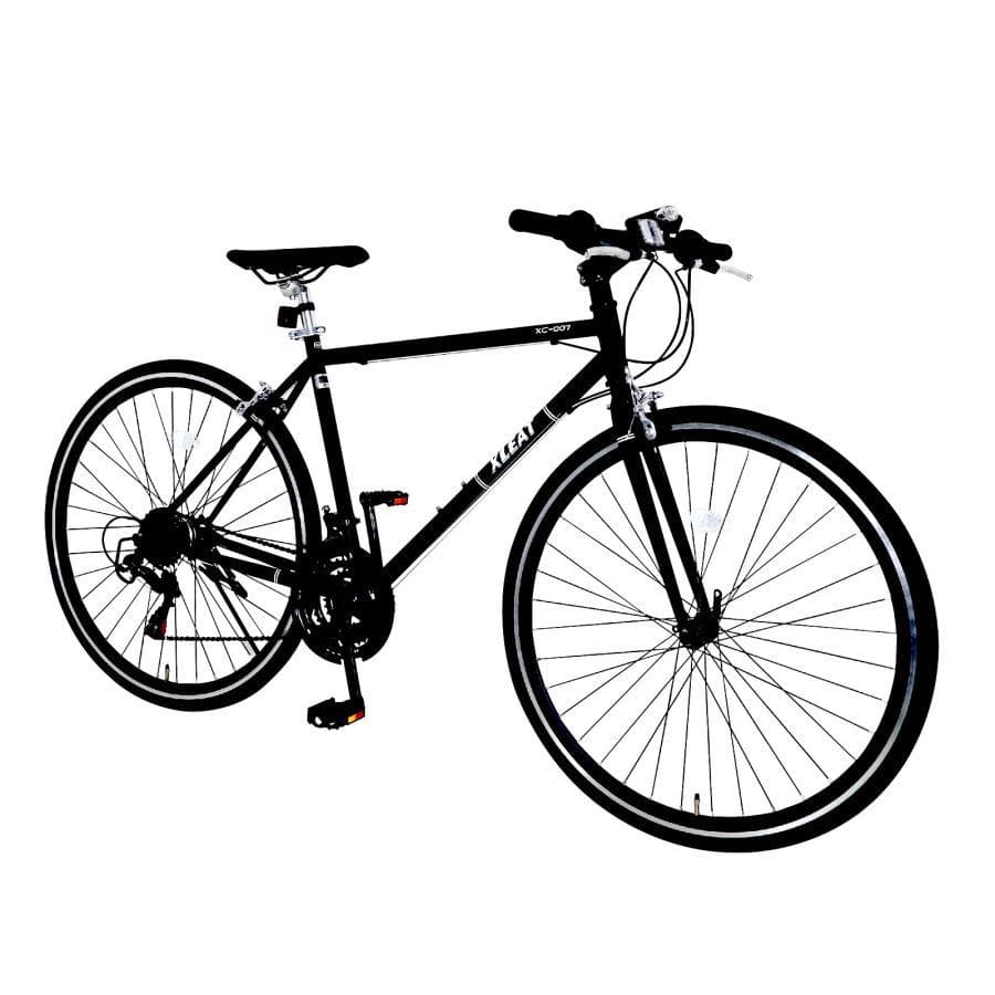 Y2448クロスバイク700c自転車21段変速 シマノ製 軽量 スタンド付（黒）