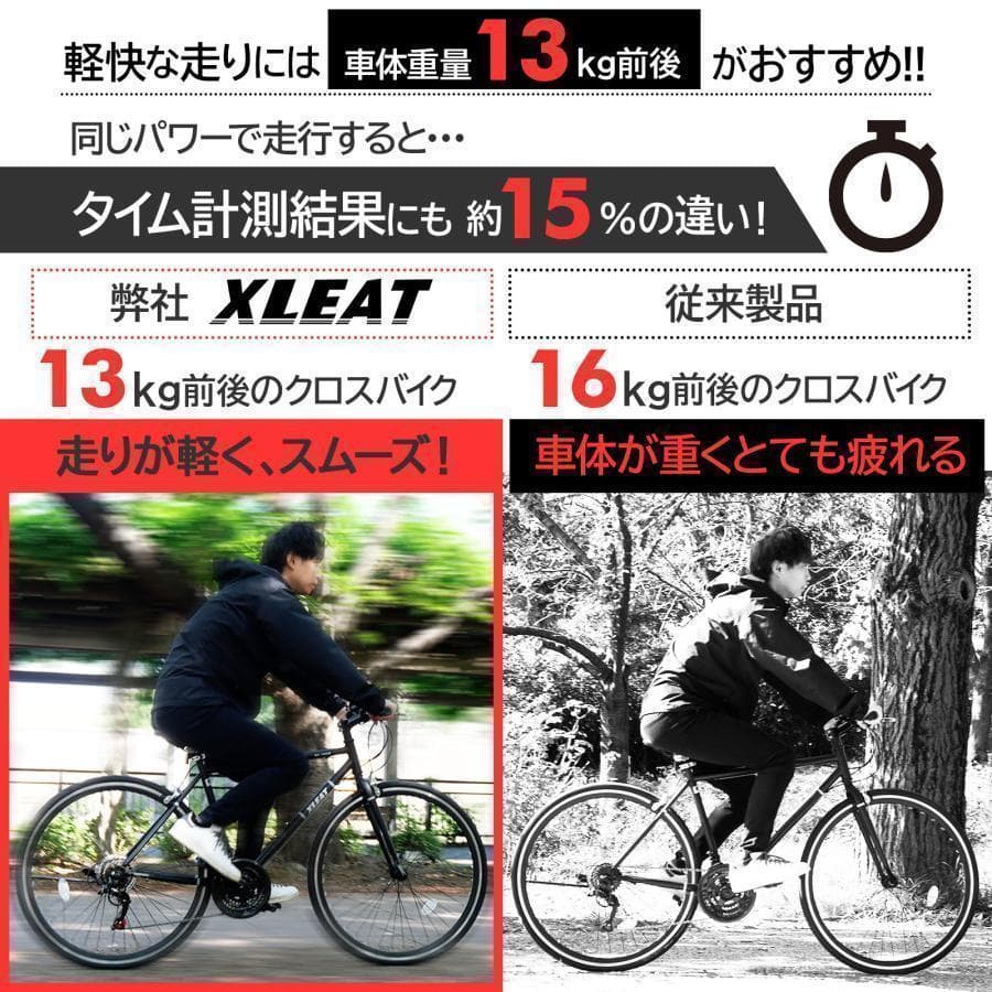 Y2448クロスバイク700c自転車21段変速 シマノ製 軽量 スタンド付（黒）