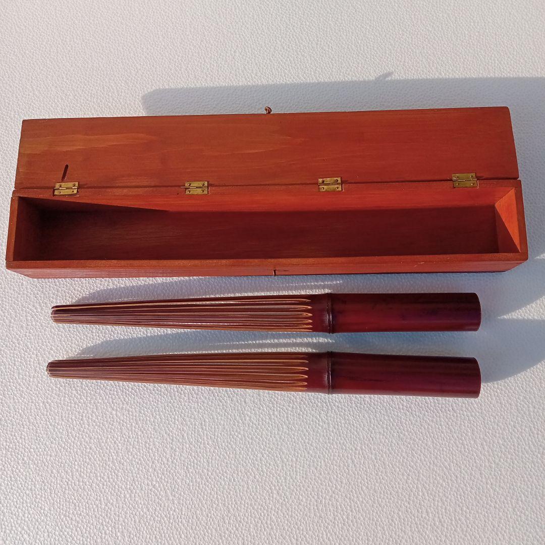 フラダンス用　竹製楽器プイリ(木箱ケース付)